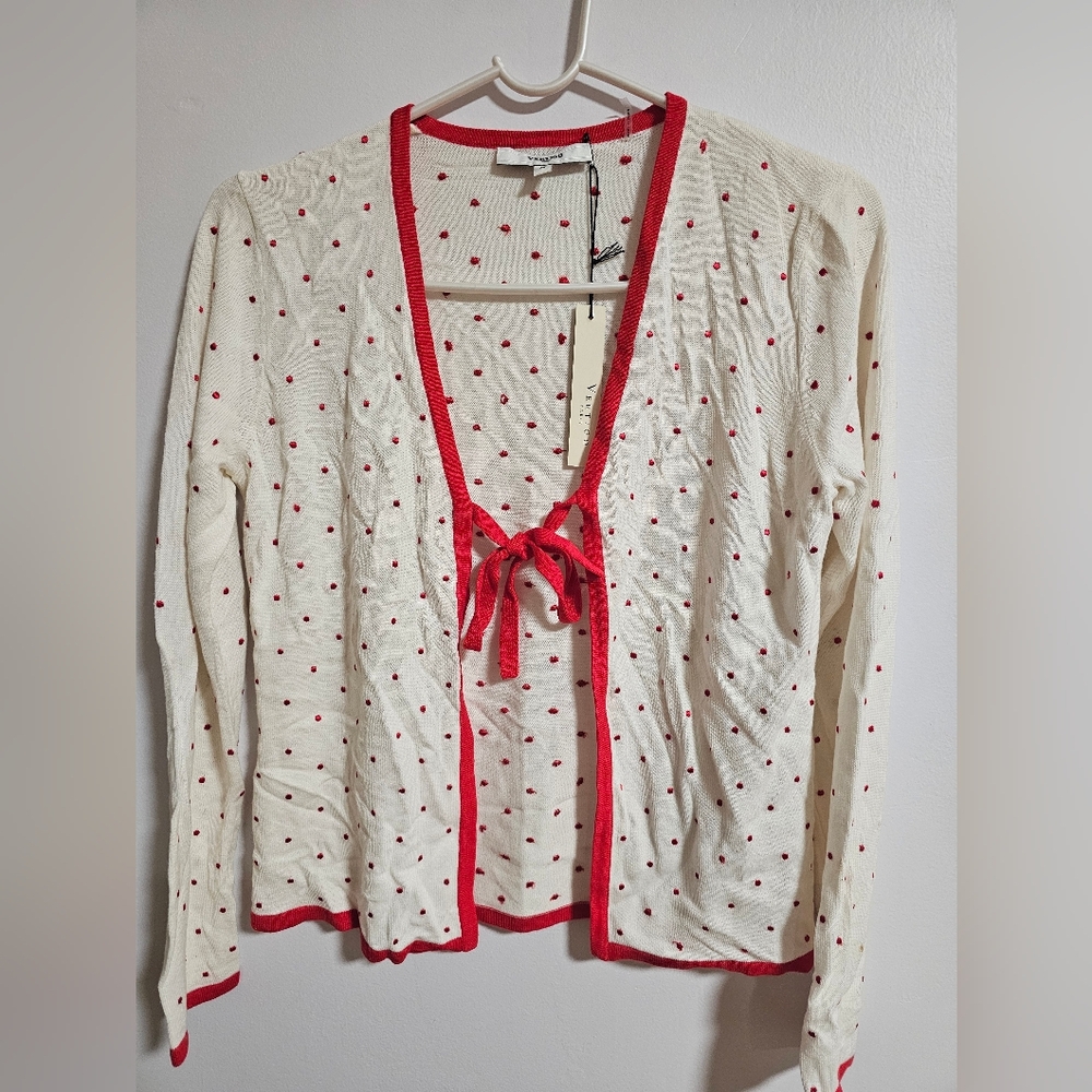 Red polka dot cardigan